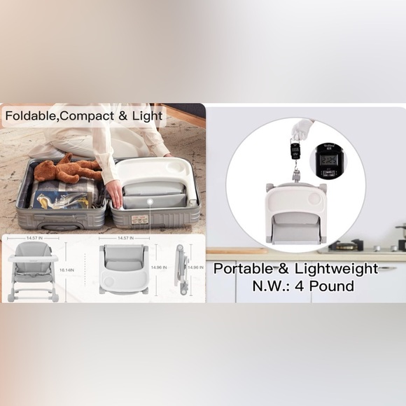 Gray Baby Booster Seat with Tray - Picture 5 of 13